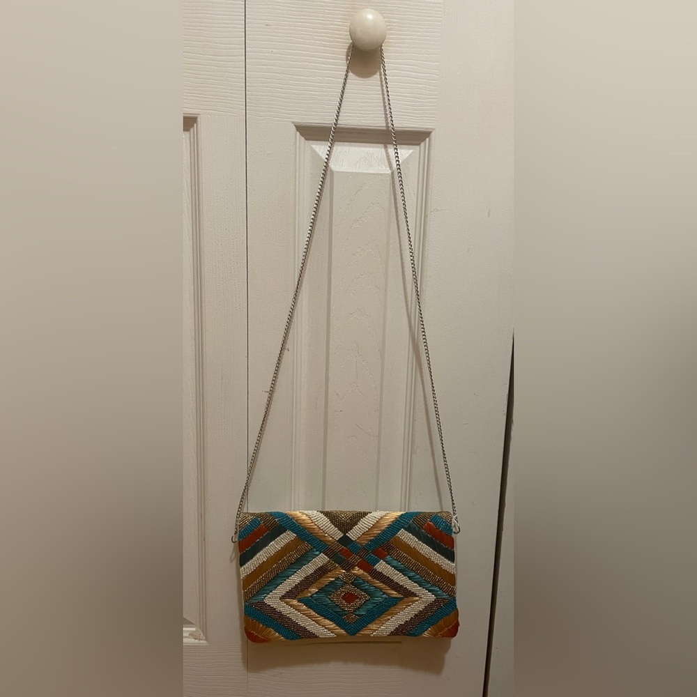 NWT Boutique Crossbody Woven and Beaded